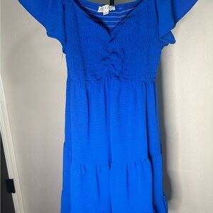She + Sky Royal Blue Smocked Babydoll Dress Size Large